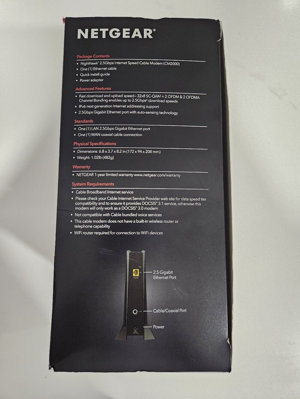 NETGEAR Nighthawk Multi-Gig Cable Modem (CM2000) - Compatible with All Cable co - Picture 7 of 7